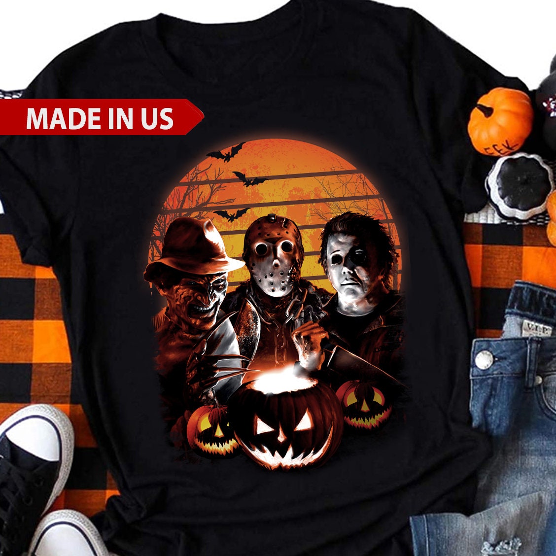 Retro Vintage Halloween Characters T-Shirt