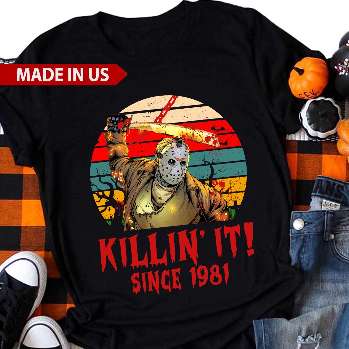 Retro Vintage Jason Voorhees Killing It Since 1981 Halloween T-Shirt