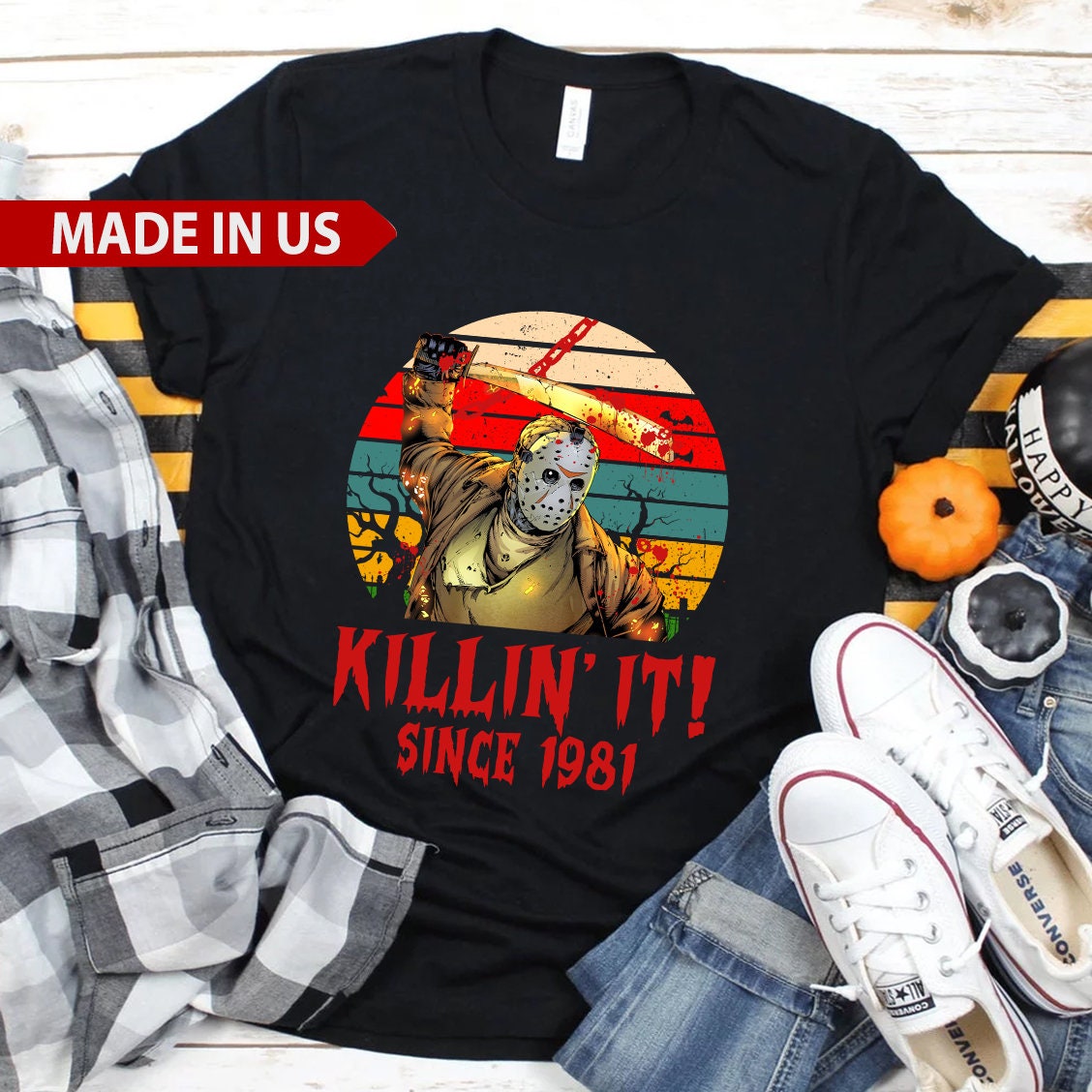 Retro Vintage Jason Voorhees Killing It Since 1981 Halloween T-Shirt