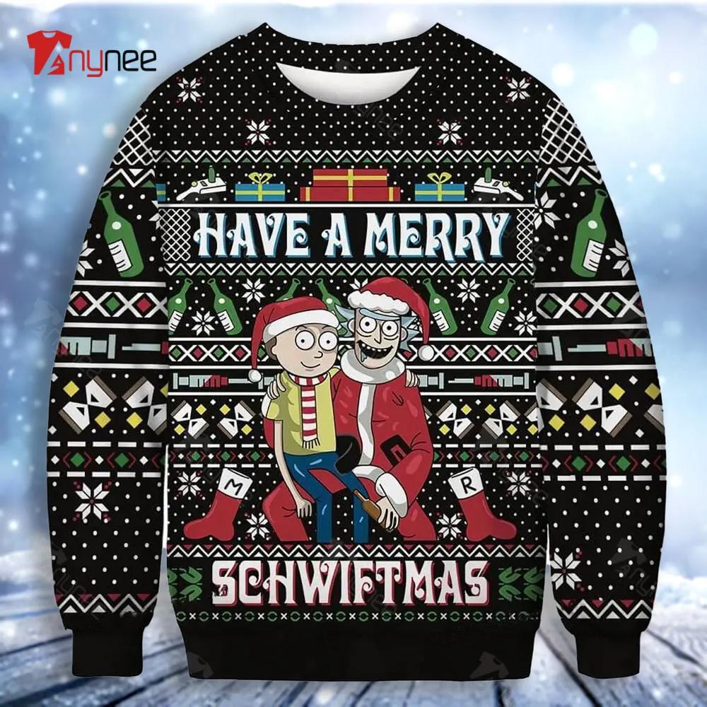 Rick And Morty Have Merry Schwiftmas For Ugly Christmas Sweater- Best Christmas Gifts 2023