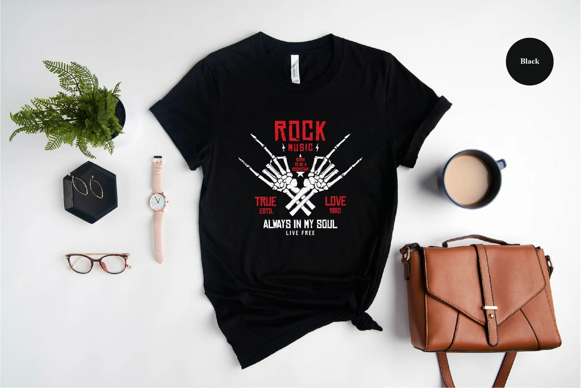 Rock Music Always In My Soul Shirt Skeleton Metal Fingers Shirt