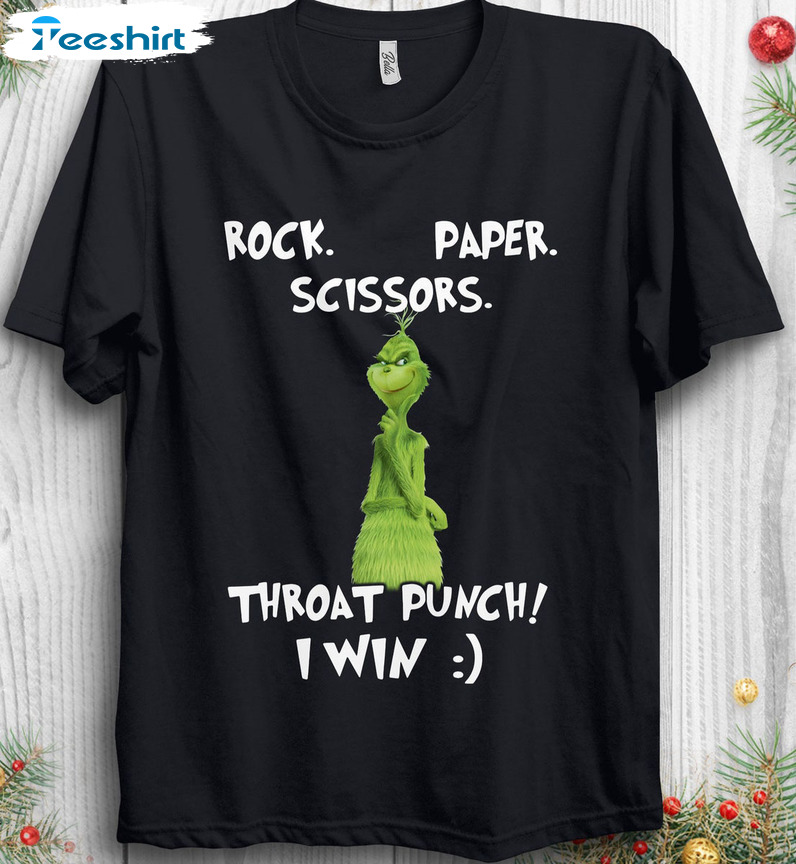 Rock Paper Scissors Throat Punch I Win Shirt – Whoville Christmas Crewneck Short Sleeve