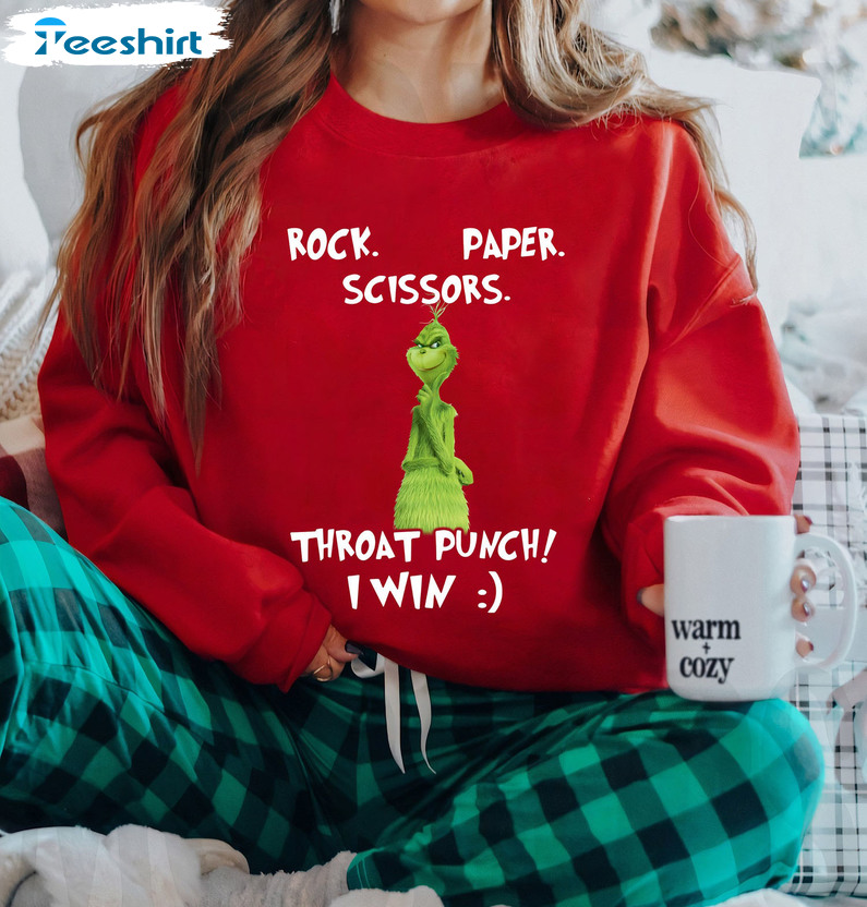 Rock Paper Scissors Throat Punch I Win Shirt – Whoville Christmas Crewneck Short Sleeve