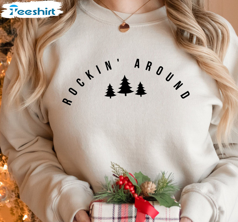 Rockin Around The Christmas Tree Shirt, Christmas Vintage Unisex Hoodie Sweater