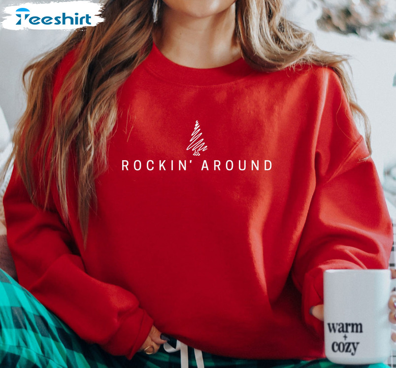 Rockin Around The Christmas Tree Shirt, Vintage Christmas Sweater Long Sleeve