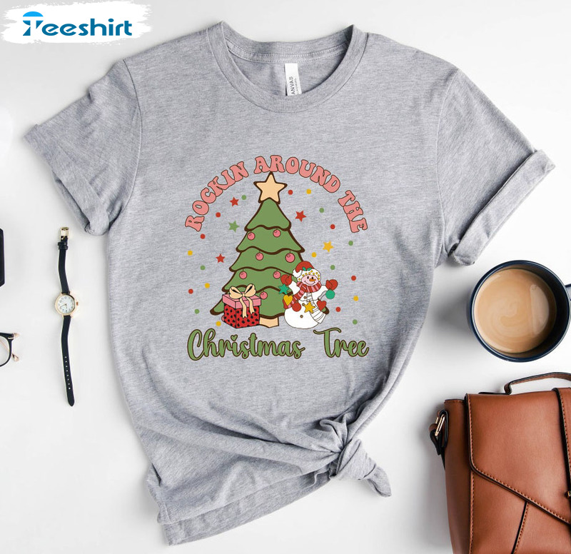 Rockin Around The Christmas Tree Vintage Shirt, Western Christmas Long Sleeve Sweater