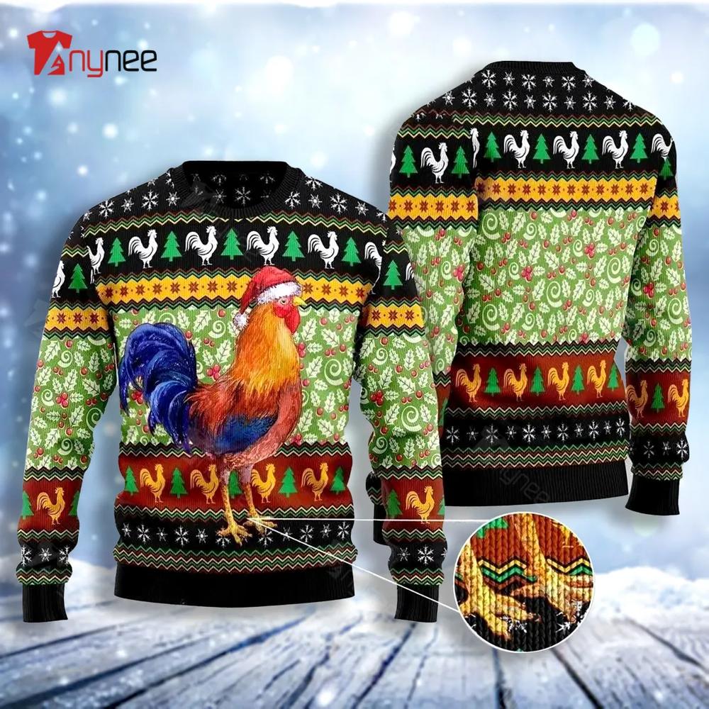 Rooster Christmas Ugly Christmas Sweater- Best Christmas Gifts 2023