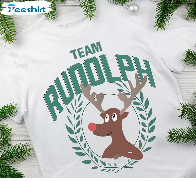 Rudolph Team Raindeer Shirt, Christmas Holiday Crewneck Short Sleeve