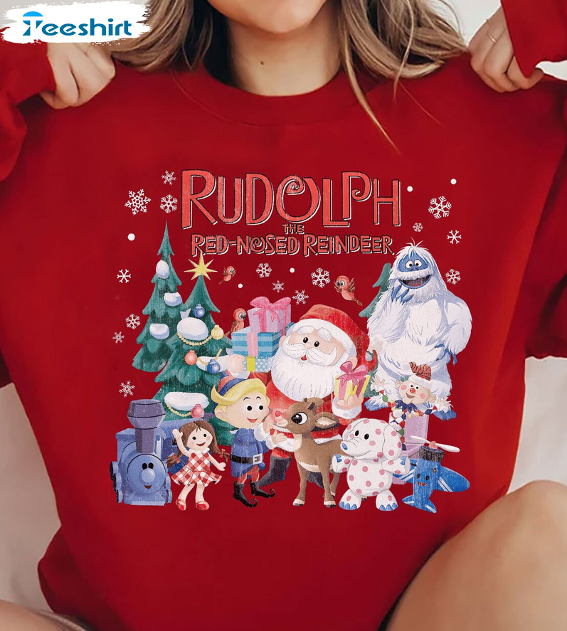 Rudolph The Red Nosed Reindeer Christmas Shirt – Christmas Vintage Design Long Sleeve