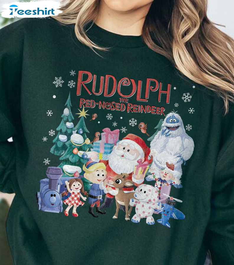 Rudolph The Red Nosed Reindeer Christmas Shirt – Christmas Vintage Design Long Sleeve