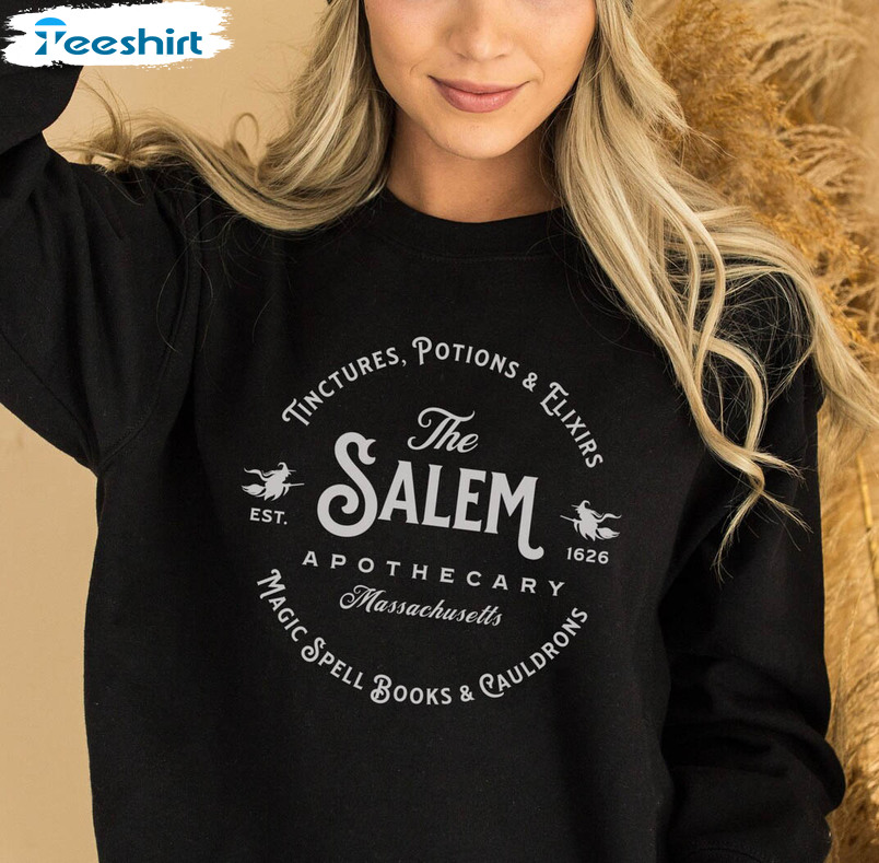 Salem Massachusetts Apothecary Vintage Shirt, Halloween Witch Short Sleeve Unisex T-shirt