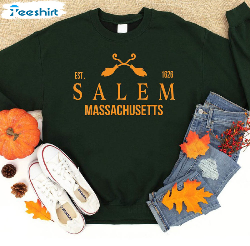 Salem Massachusetts Shirt, Spooky Halloween Party Tee Tops Short Sleeve