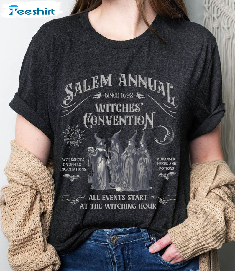 Salem Witch Convention Shirt, Retro Halloween Crewneck Unisex Hoodie