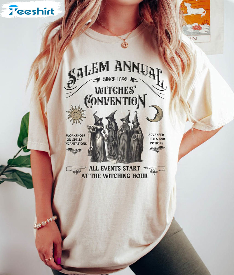 Salem Witch Convention Shirt, Retro Halloween Crewneck Unisex Hoodie