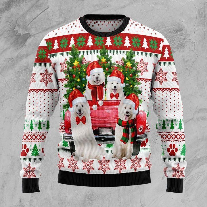 Samoyed Red Truck Ugly Christmas Sweater | For Men & Women | Adult | US1450- Best Christmas Gifts 2023