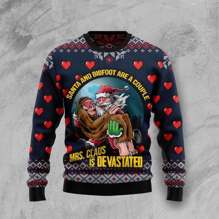 Santa And Bigfoot Are A Couple Ugly Christmas Sweater | For Men & Women | Adult | US1498- Best Christmas Gifts 2023