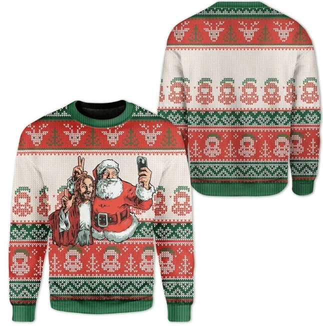 Santa And Jesus Ugly Christmas Sweater | For Men & Women | Adult | US1331- Best Christmas Gifts 2023