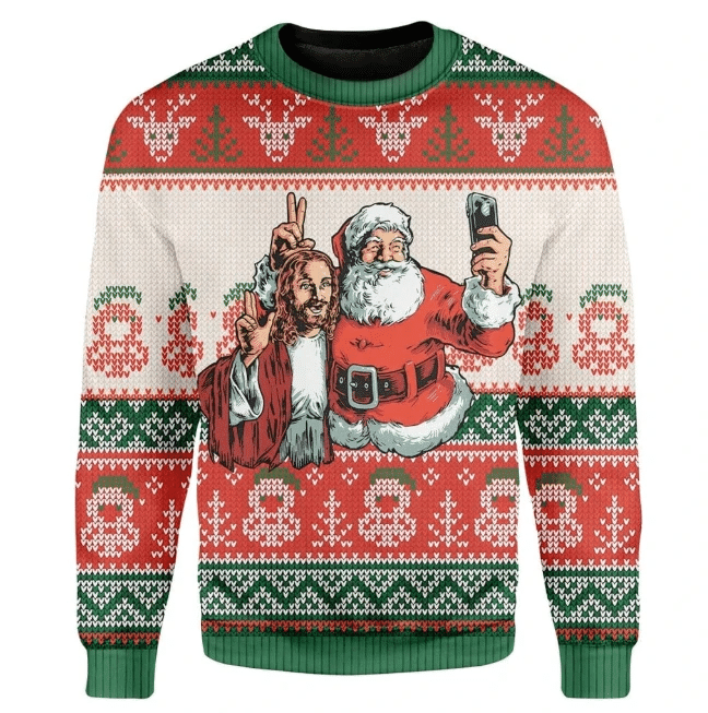 Santa And Jesus Ugly Christmas Sweater | For Men & Women | Adult | US1331- Best Christmas Gifts 2023