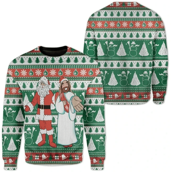 Santa And Jesus Ugly Christmas Sweater | For Men & Women | Adult | US1333- Best Christmas Gifts 2023