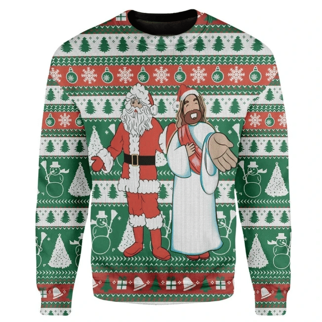 Santa And Jesus Ugly Christmas Sweater | For Men & Women | Adult | US1333- Best Christmas Gifts 2023