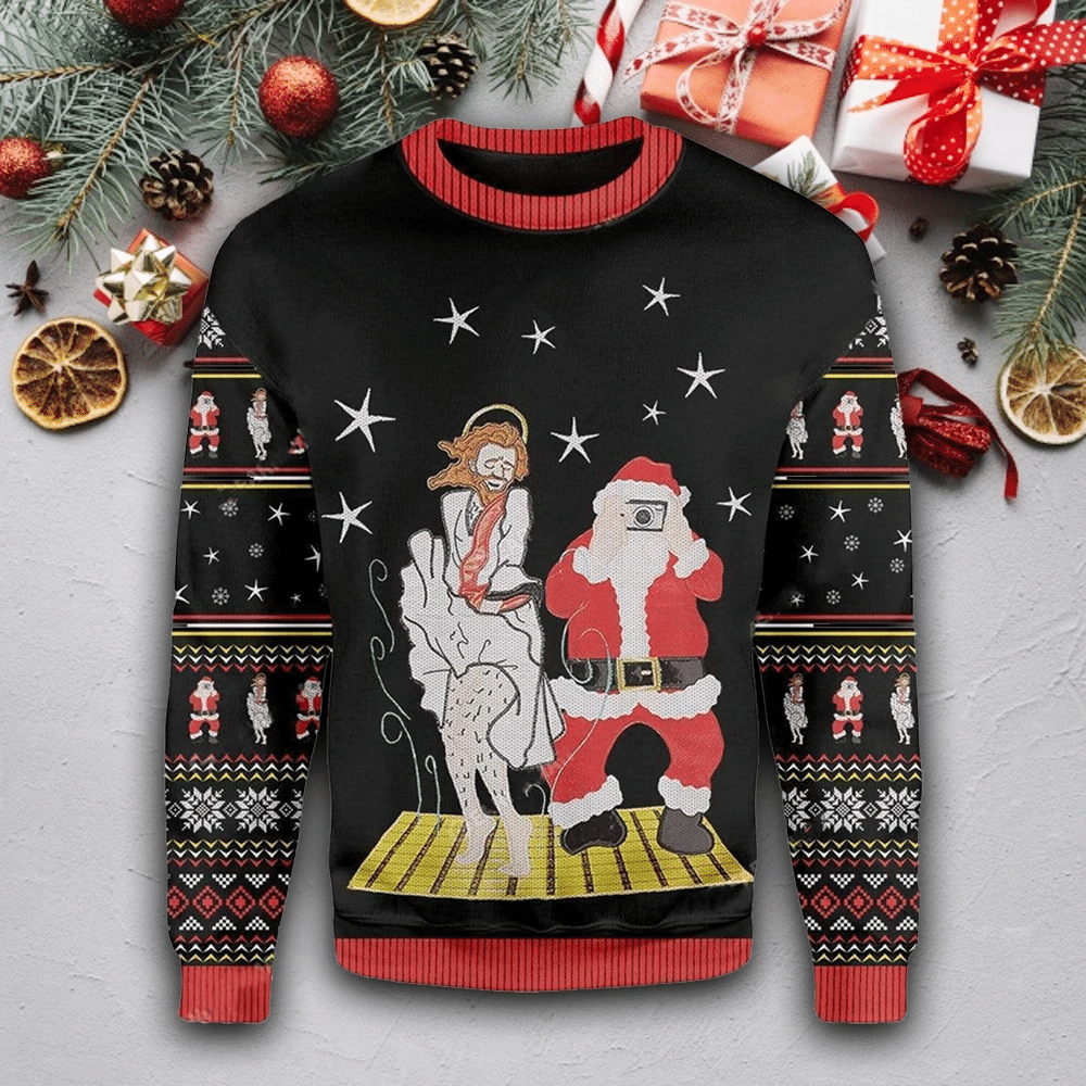 Santa and Jesus Ugly Christmas Sweater | For Men & Women | Adult | US1825- Best Christmas Gifts 2023