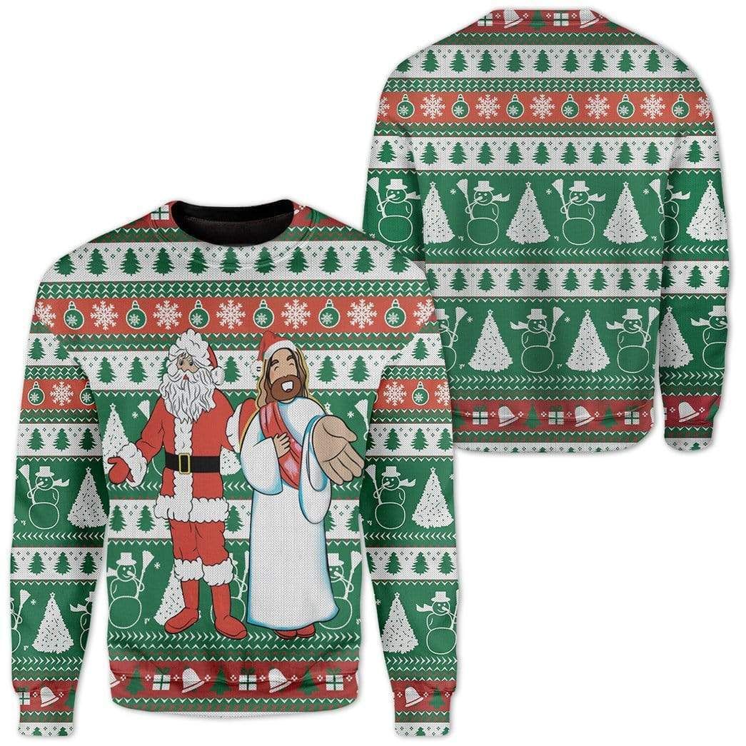 Santa And Jesus Ugly Christmas Sweater | For Men & Women | Adult | US3237- Best Christmas Gifts 2023