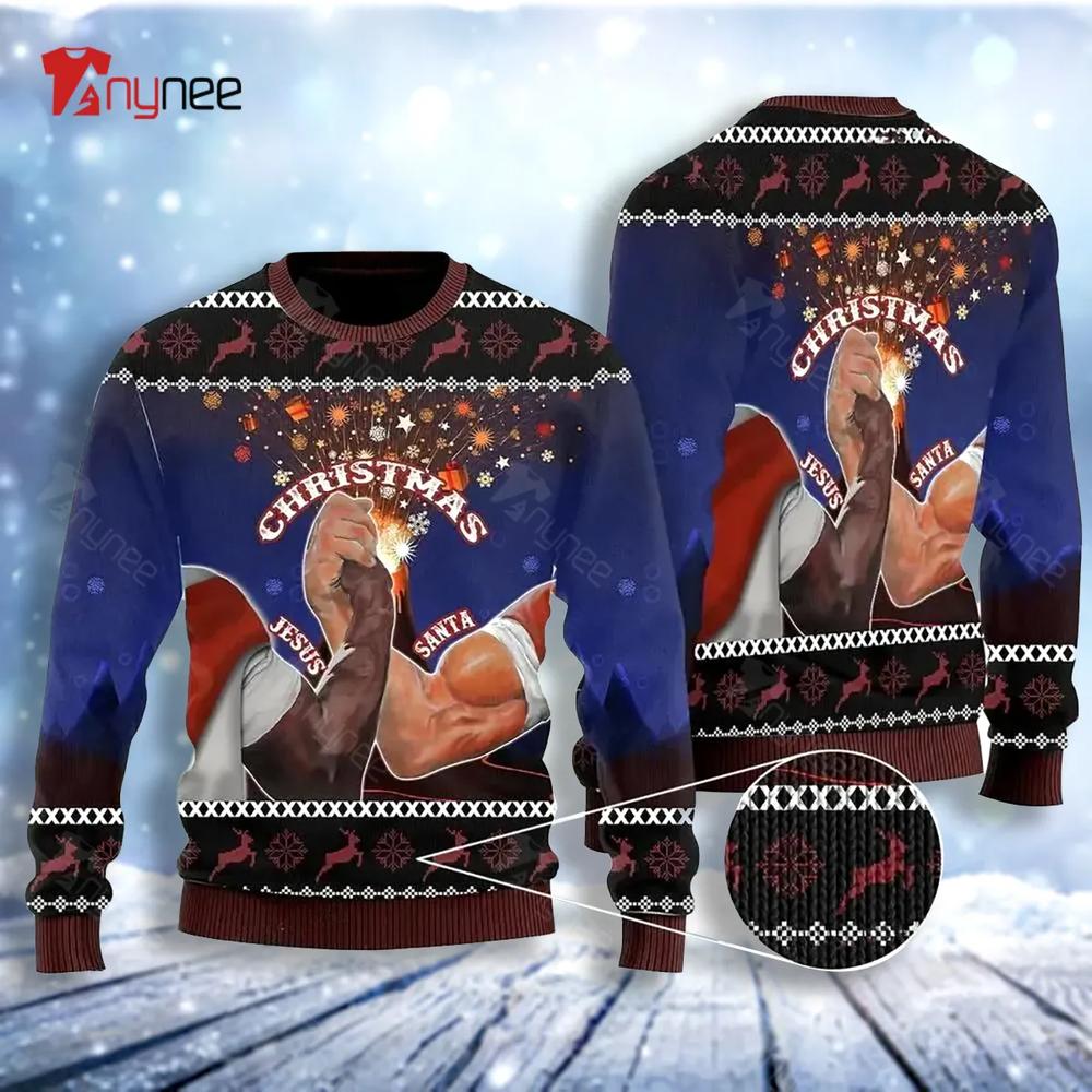 Santa And Jesus Ugly Christmas Sweater- Best Christmas Gifts 2023