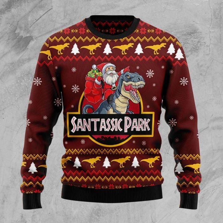 Santa And T-rex Ugly Christmas Sweater | For Men & Women | Adult | US1487- Best Christmas Gifts 2023