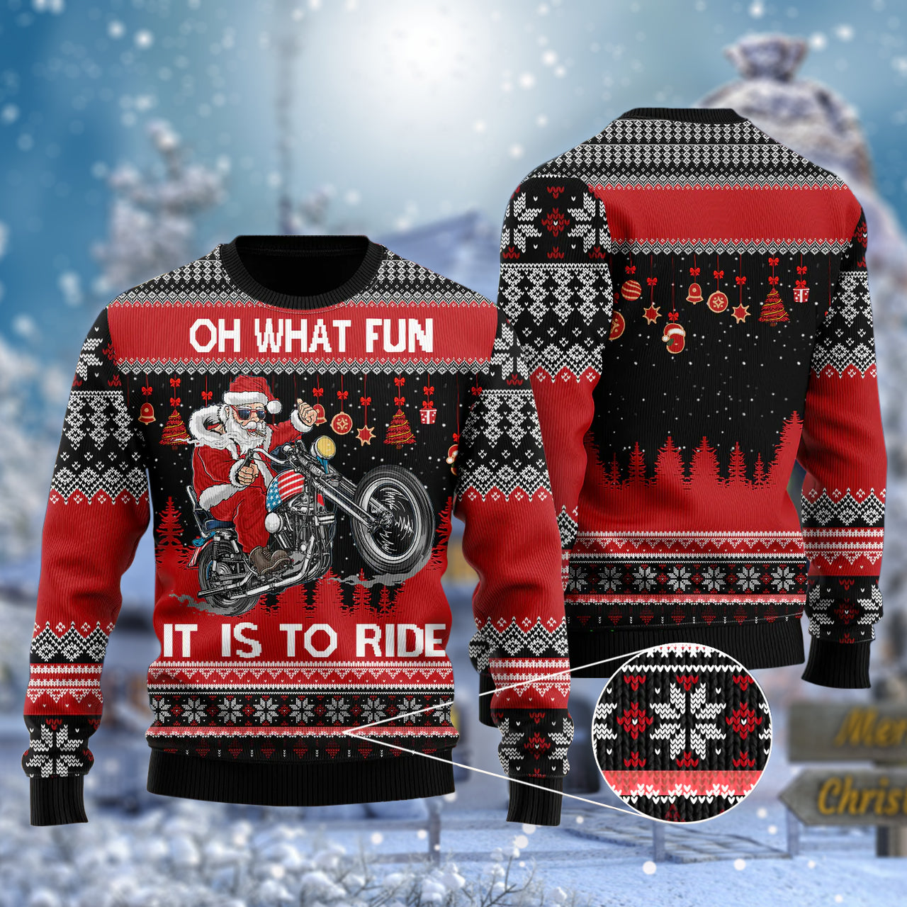 Santa Biker Oh What Fun It Is To Ride Ugly Sweater – Best Christmas Gifts 2023