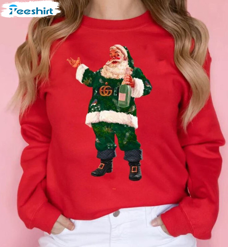 Santa Champagne Shirt – Christmas Trendy Sweatshirt Crewneck