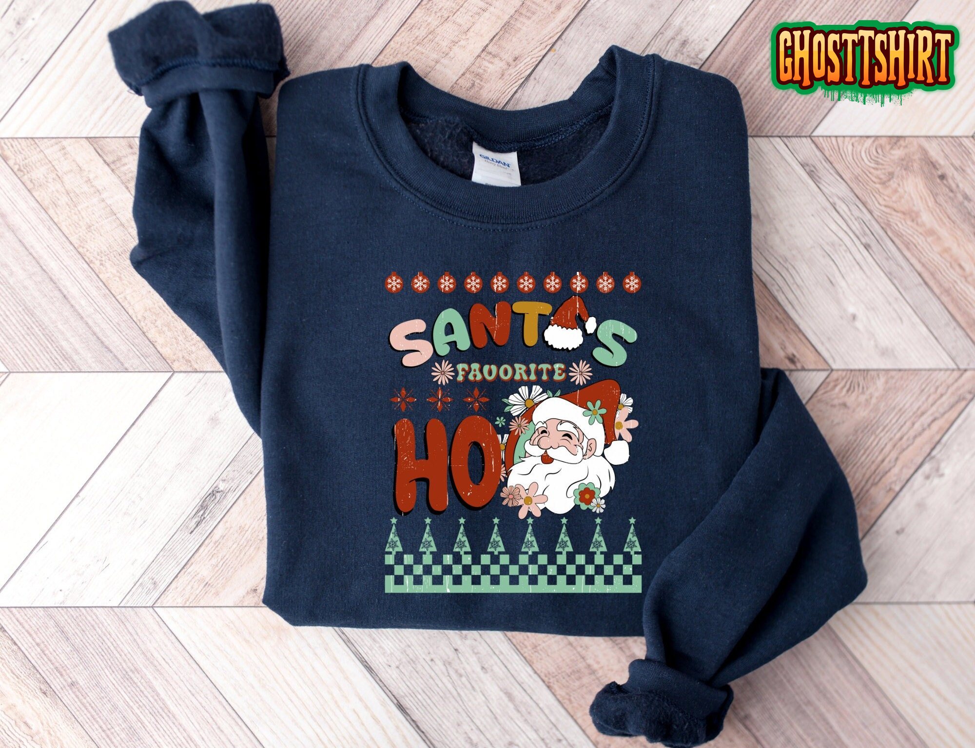 Santa Christmas Retro Ugly Christmas Sweatshirt