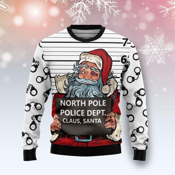 Santa Claus Arrested By North Pole Police Ugly Christmas Sweater | For Men & Women | Adult | US1515- Best Christmas Gifts 2023