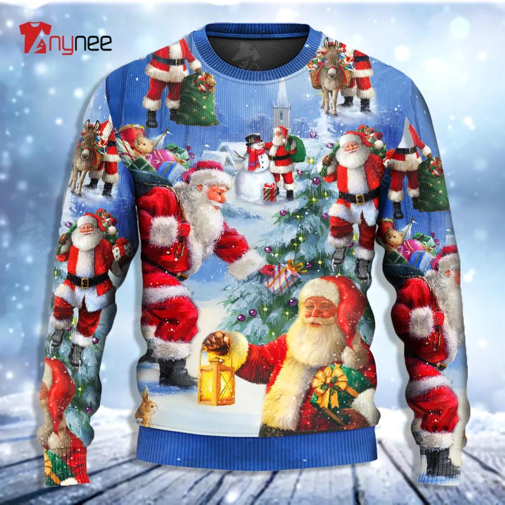 Santa Claus Is Coming Story Night Art Style Ugly Christmas Sweater- Best Christmas Gifts 2023