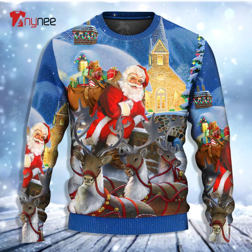 Santa Claus Reindeer Gift For Xmas Art Style Ugly Christmas Sweater- Best Christmas Gifts 2023