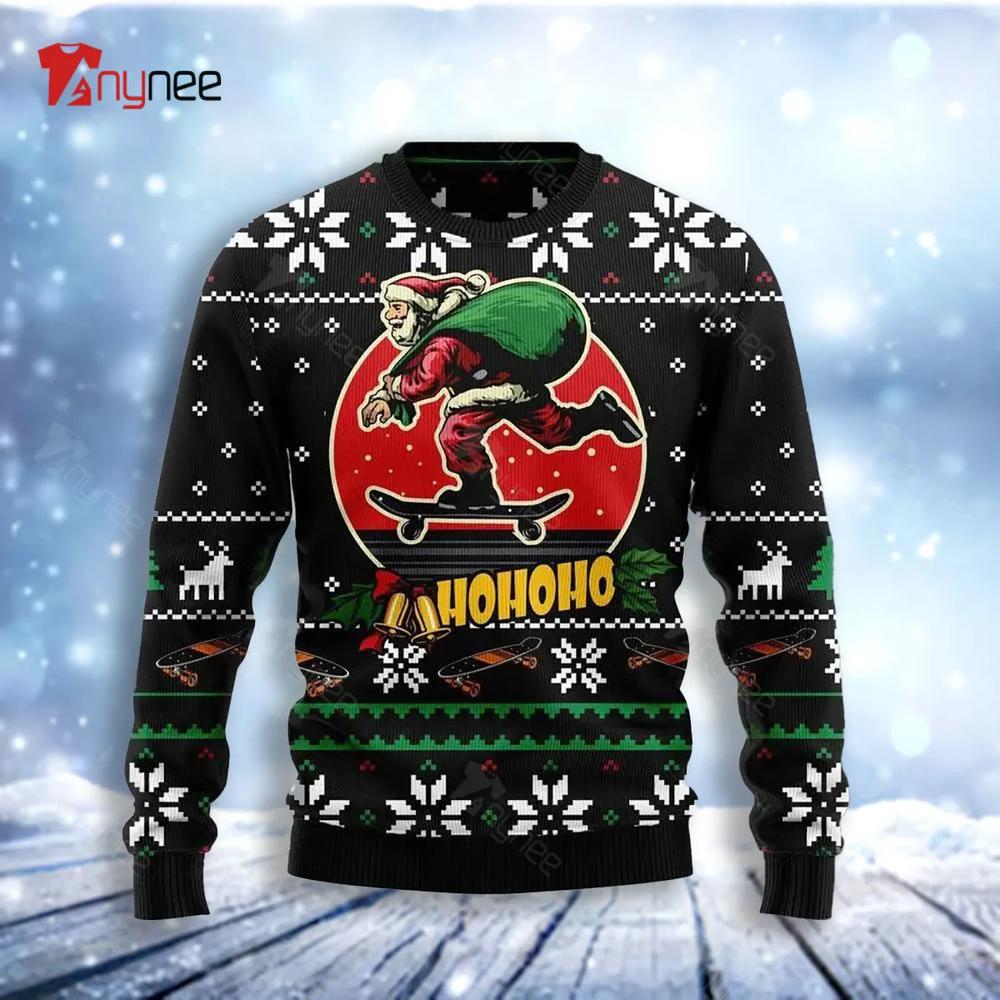 Santa Claus Skateboard Ugly Christmas Sweater- Best Christmas Gifts 2023