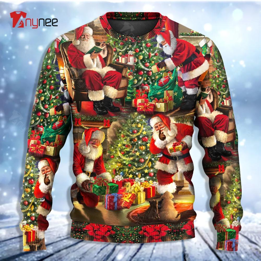 Santa Claus Story Gift For Xmas Painting Style Ugly Christmas Sweater- Best Christmas Gifts 2023