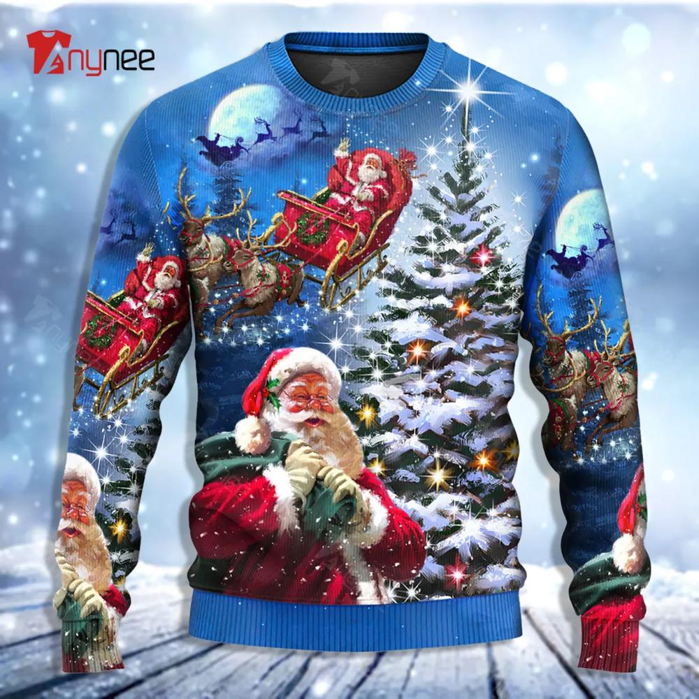 Santa Claus Story Happy Is Coming Art Style Ugly Christmas Sweater- Best Christmas Gifts 2023