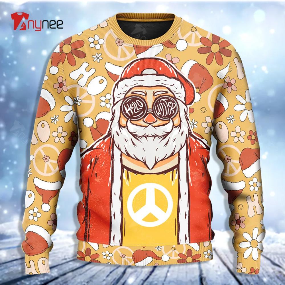 Santa Cutie Hippie Groovy Ugly Christmas Sweater- Best Christmas Gifts 2023