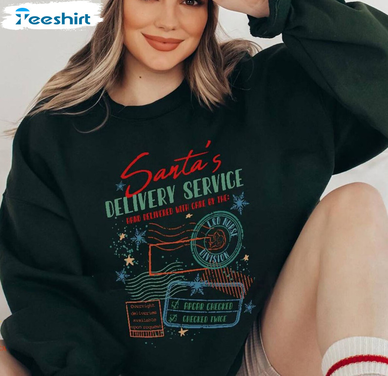 Santa Delivery Service Shirt, Nurse Christmas Unisex Hoodie Short Sleeve