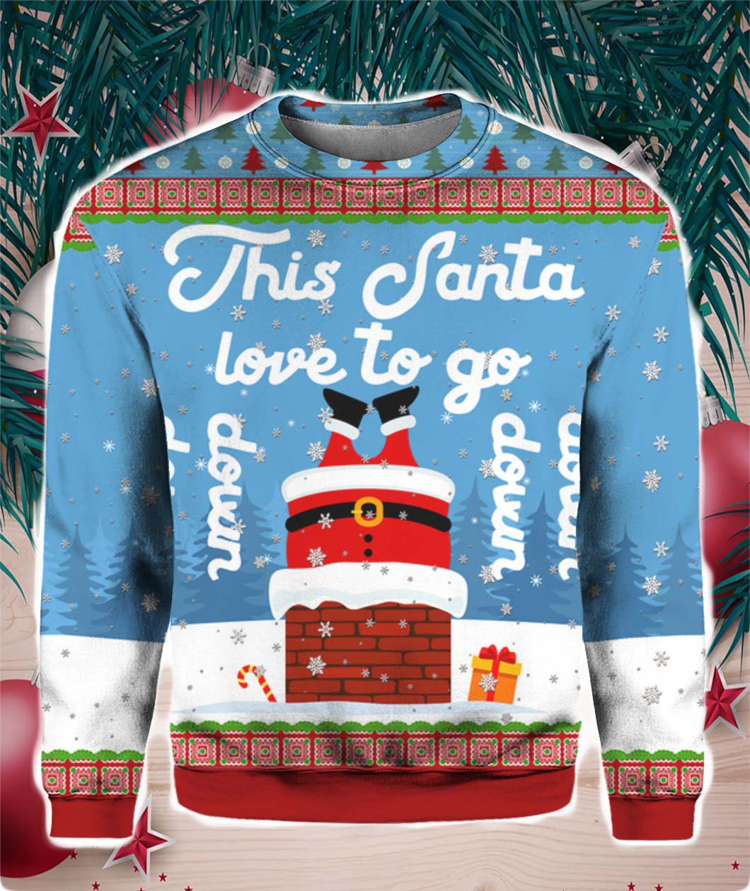 Santa Goes Down 3D Ugly Christmas Sweater Hoodie shirt- Best Christmas Gifts 2023