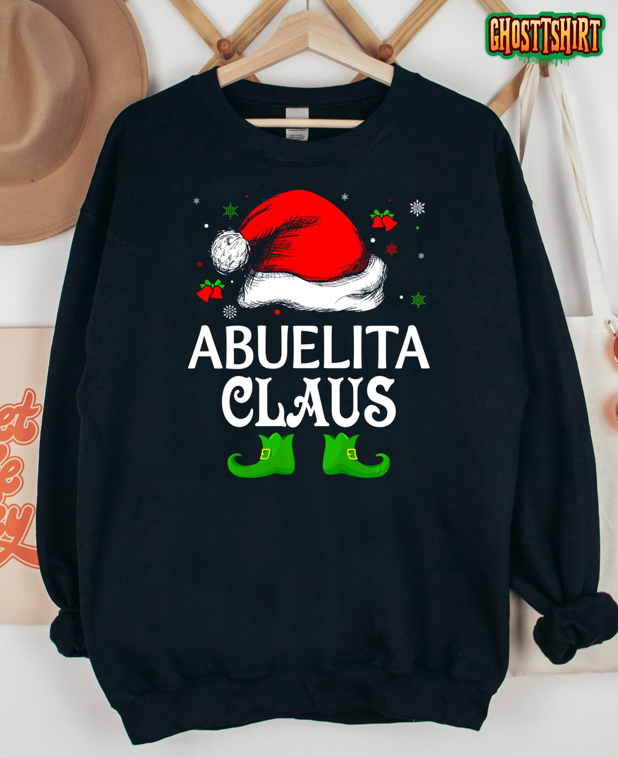 Santa Hat Abuelita Claus Elf Funny Ugly Christmas Sweater Sweatshirt