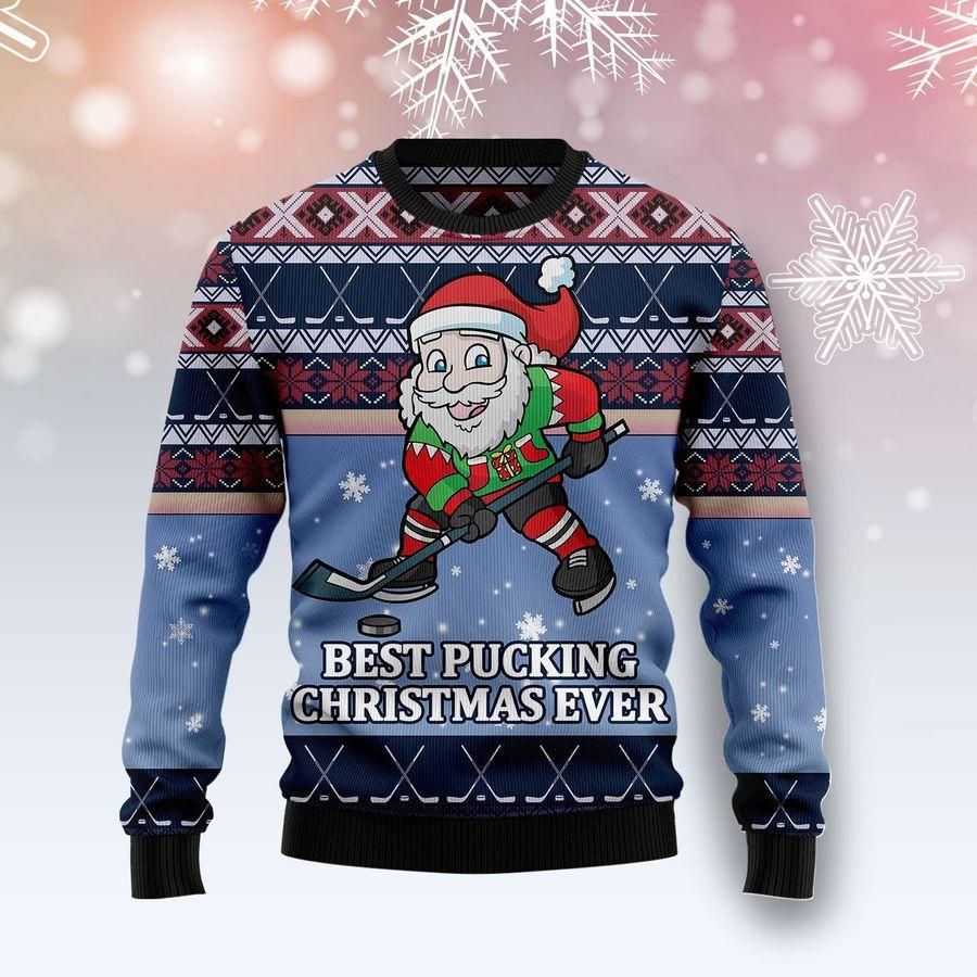 Santa Hockey Ugly Christmas Sweater | For Men & Women | Adult | US1599- Best Christmas Gifts 2023