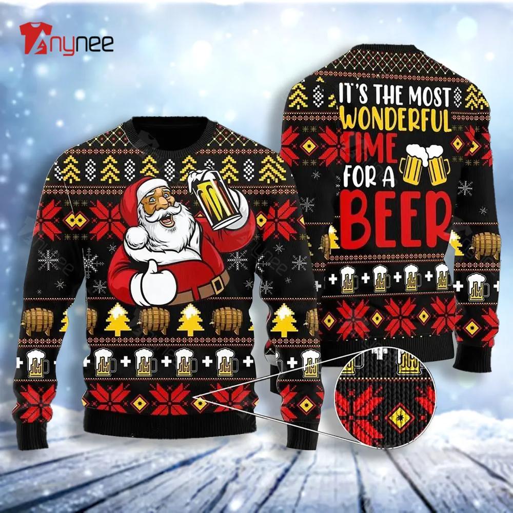 Santa It Is The Most Wonderful Time For Beer Ugly Christmas Sweater- Best Christmas Gifts 2023