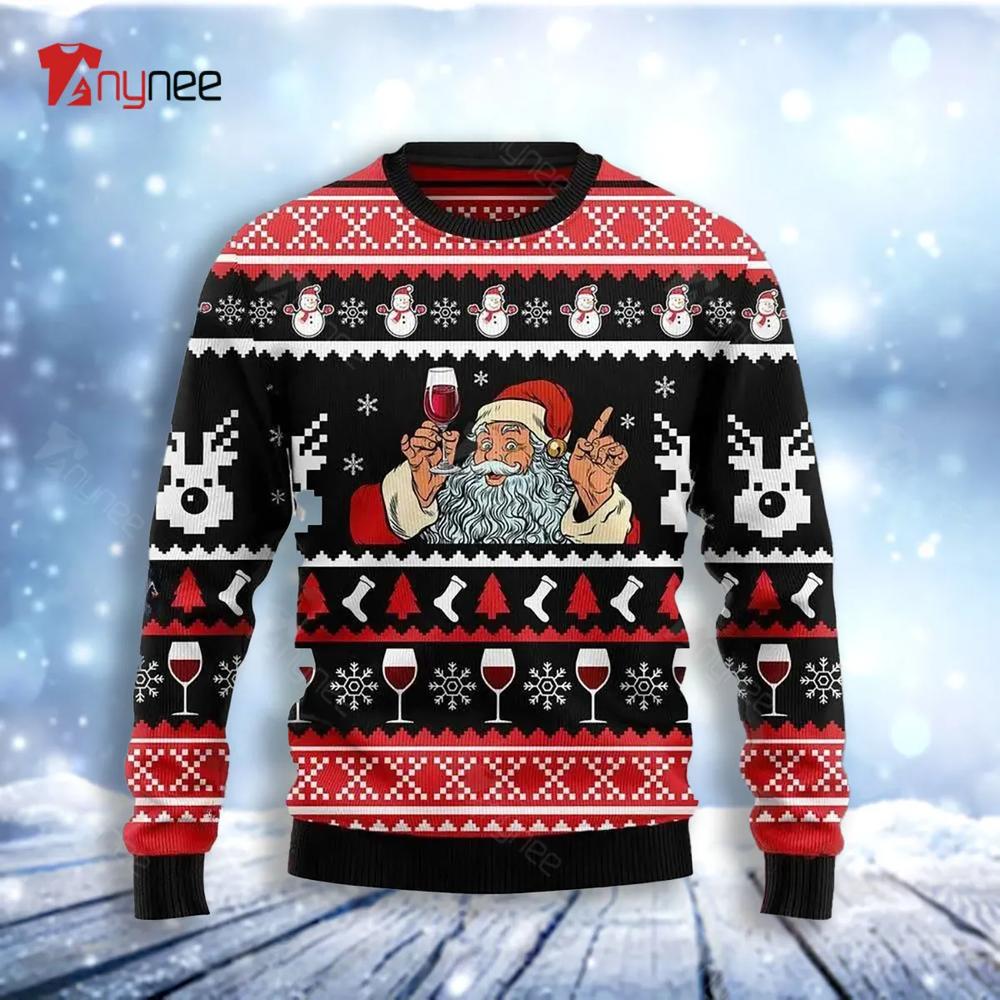 Santa Red Wine Ugly Christmas Sweater- Best Christmas Gifts 2023