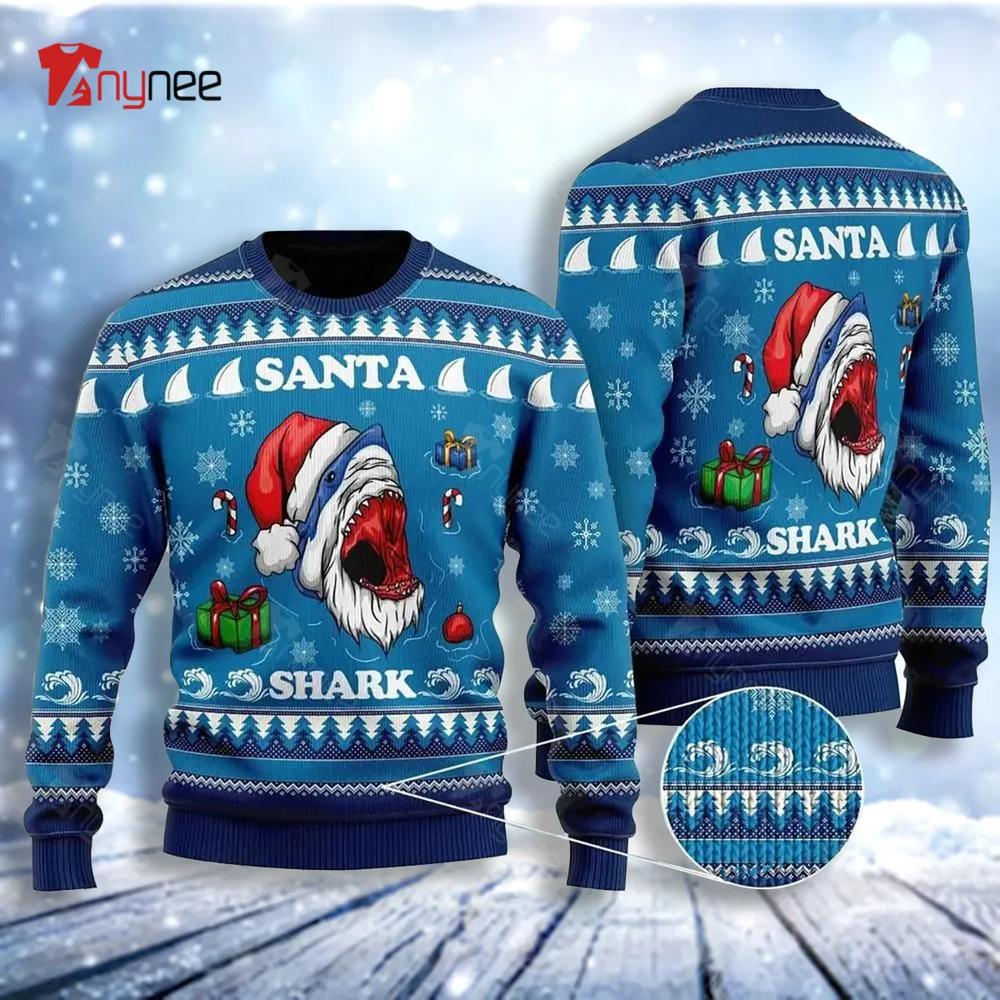 Santa Shark Doo Doo Doo Ugly Christmas Sweater- Best Christmas Gifts 2023