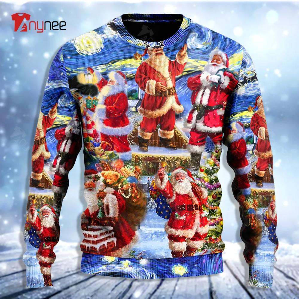 Santa Snow Night Merry Xmas Ugly Christmas Sweater- Best Christmas Gifts 2023