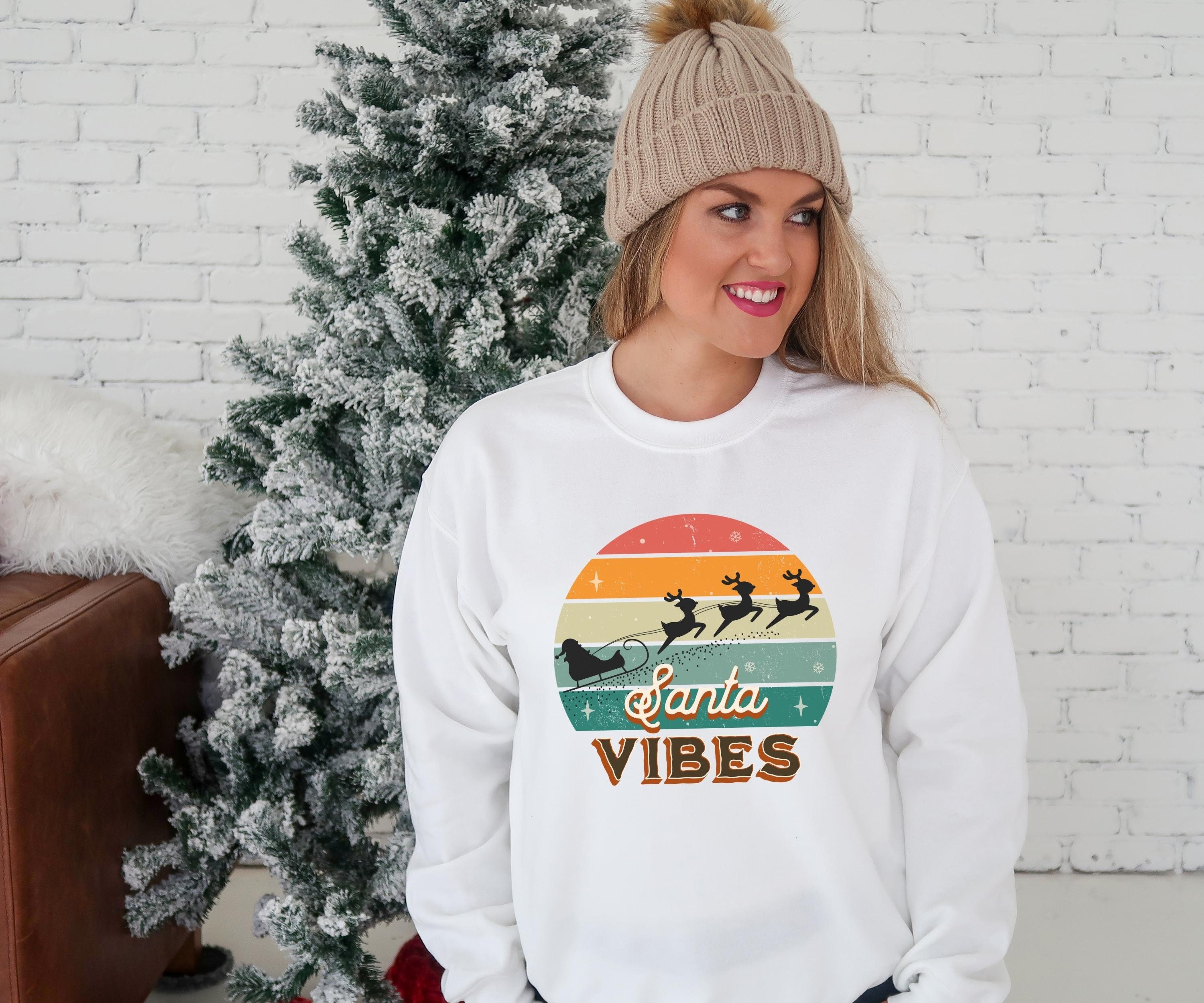 Santa Vibes Merry Christmas Cute Sweatshirt