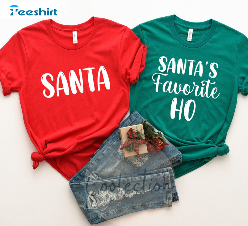 Santa’s Favorite Ho Shirt, Christmas Couple Crewneck Short Sleeve