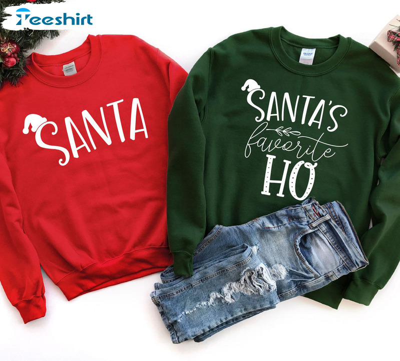 Santa’s Favorite Ho Shirt, Vintage Christmas Short Sleeve Crewneck