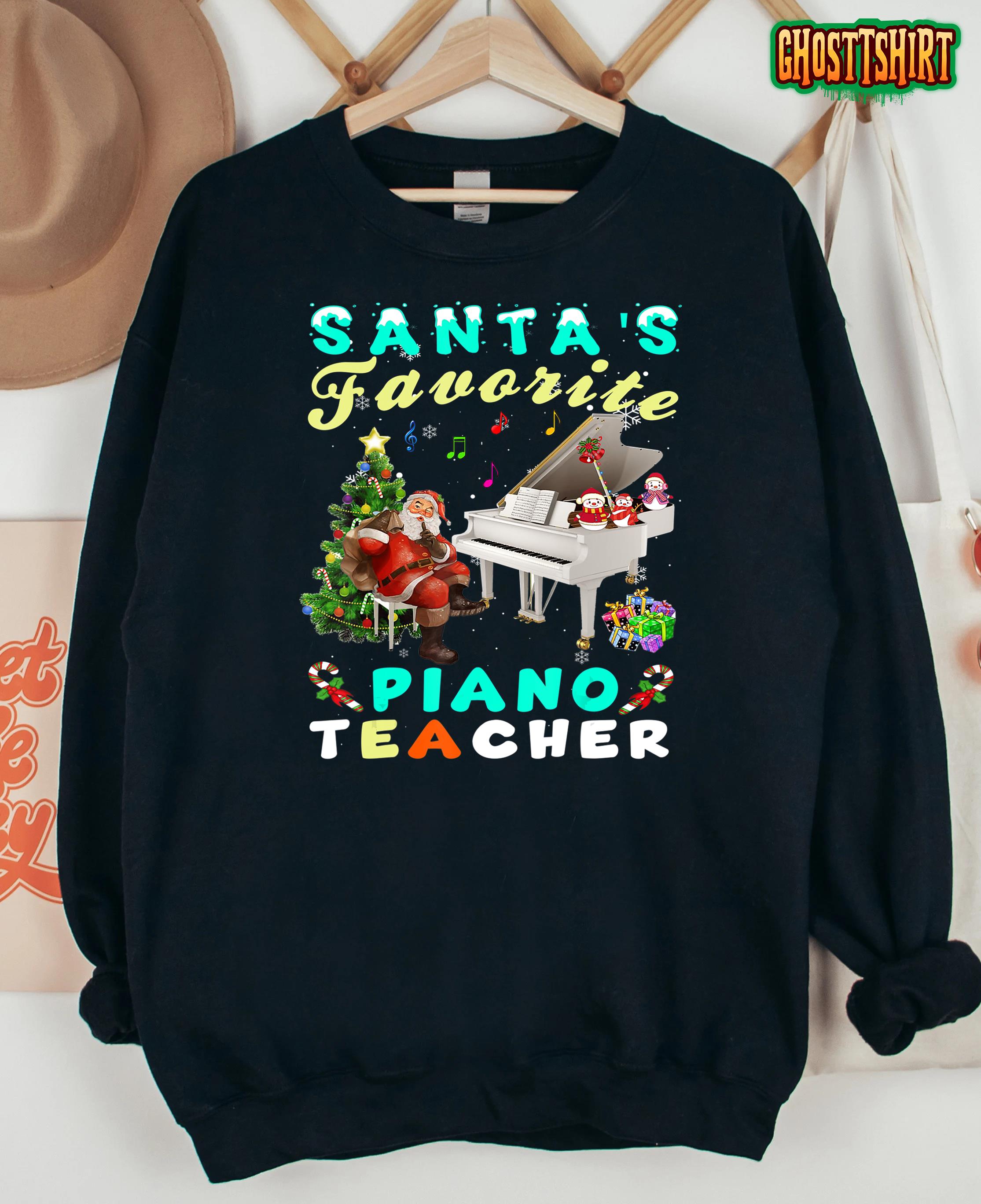 Santa’s Favorite Piano Teacher Christmas T-Shirt